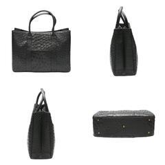 オーストリッチ  ハンドバッグ ブラック  ostrich フルポイント 黒×GPの画像
