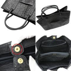 オーストリッチ  ハンドバッグ ブラック  ostrich フルポイント 黒×GPの画像