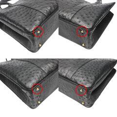 オーストリッチ  ハンドバッグ ブラック  ostrich フルポイント 黒×GPの画像