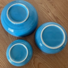 蓋付き　青い器　３こセット　の画像