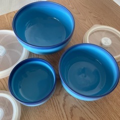 蓋付き　青い器　３こセット　の画像