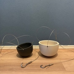 KINTO ハンギングプラントポット 2個セット ベージュ ブラック キントー 吊り下げ プランターカバー 観葉植物の画像