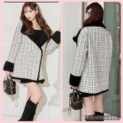 (( 美品 ))Cheri me・ツイード・ファー・ボアコートの画像