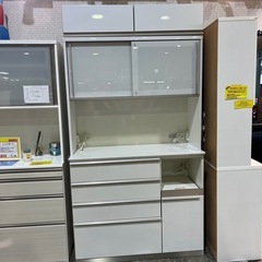 ★ジモティ割あり★松田家具 レンジボード ホワイト ×ブラウン クリーニング済み TC717 ダイニングボード】ダイニングボード 松田家具 :ホワイト