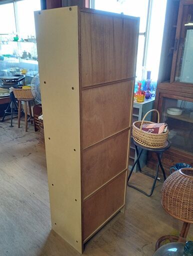 レトロポップ カラーボックス 4段 収納 オレンジ 扉付き チェスト 昭和