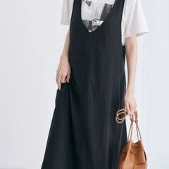 ★AMERICANHOLIC Vネックリネンブレンドワンピースの画像