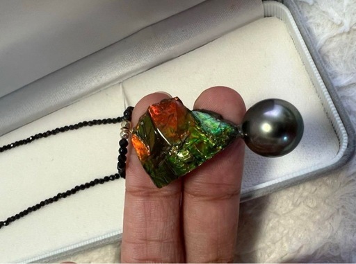 大玉12ミリぐらいブラックパール ネックレス