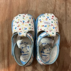 ベビーサンダル👶 PUI PUI モルカー🐹 ベビー用品 ピッピッサンダル 13.5cm ぷいぷいモルカー 可愛い💕　汚れアリ💦 カラフルの画像