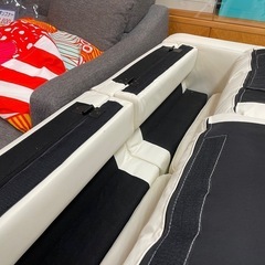 3Pソファ 革製 オットマン付き ホワイト 中古の画像