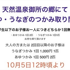 【限定企画】あゆ・うなぎのつかみ取り 