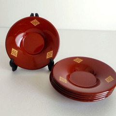 本金蒔絵　茶托　5枚セット　漆器　新品未使用の画像
