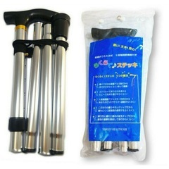折りたたみ 杖 つえ おしゃれ 介護 軽量 らくらくステッキ シルバー(新品) の画像