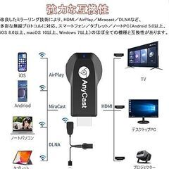 HDMIミラーキャスト【2025業界新傑作・Anycast正規品】4K HD 1080P スマホをテレビに映す 対応Android/iOS/Windows/MAC 日本語取説書付きの画像