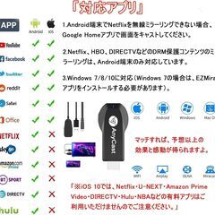 HDMIミラーキャスト【2025業界新傑作・Anycast正規品】4K HD 1080P スマホをテレビに映す 対応Android/iOS/Windows/MAC 日本語取説書付きの画像