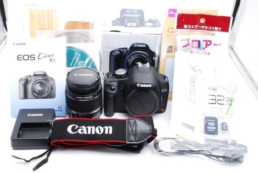 決まりました⭐️Canon EOS kiss X3 スマホ転送 初心者向け！動画が撮れる！一眼レフカメラ！付属品多数！動作OK！箱あり！ EF-S 18mm-55mm IS レンズ付き！