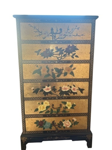 和風 蒔絵風 ジュエリーシェルフ ビロード張り 6段棚 ディスプレイ 店内什器