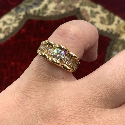 K18 ダイヤモンドリング　9.8g 約11.5号　0.709ct 0.35ct