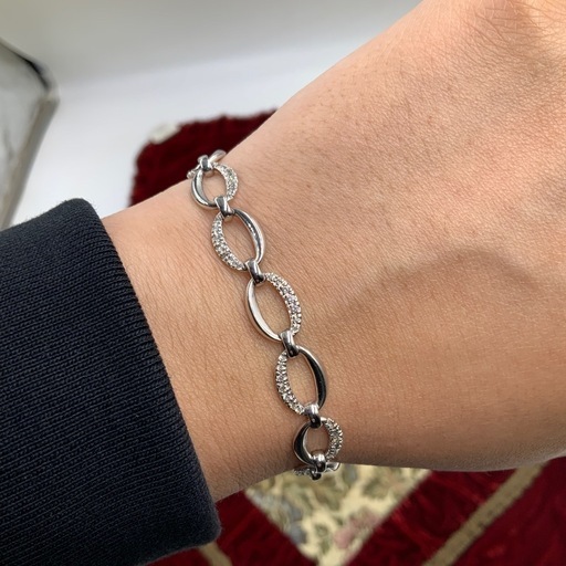 K18WG ダイヤブレスレット　12.7g 約17.5cm 0.8ct