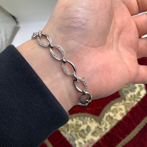 K18WG ダイヤブレスレット　12.7g 約17.5cm 0.8ct