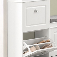 SoBuy シューズボックス スリム 薄型 下駄箱 シューズラック 玄関ベンチ 奥行24cm シューズbox 玄関収納 靴箱 コンパクト 省スペース/おしゃれ 靴収納 靴収納棚の画像