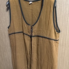 綿100%茶色で裾に刺繍インド製フリーサイズの画像