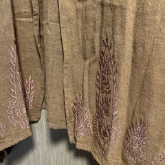 綿100%茶色で裾に刺繍インド製フリーサイズの画像