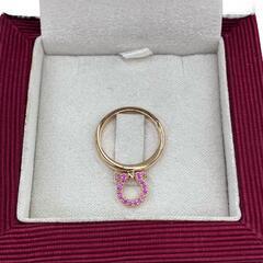 186006 Salvatore Ferragamo サルヴァトーレフェラガモ クリスタル リング ガンチーニ K18ゴールド レディース [1000027782247]の画像