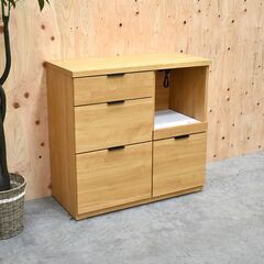 ≪yt2031ジ≫ 美品 ニトリ キッチンカウンター/食器棚 エトナ90CT LBR 幅90 レンジ台/キッチンボード/シンプル/一人暮らし/新生活/中古家具/宮城県仙台市 70827-10の画像