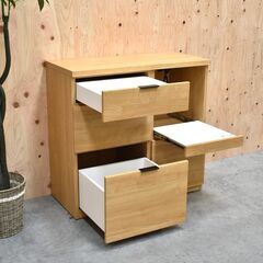 ≪yt2031ジ≫ 美品 ニトリ キッチンカウンター/食器棚 エトナ90CT LBR 幅90 レンジ台/キッチンボード/シンプル/一人暮らし/新生活/中古家具/宮城県仙台市 70827-10の画像