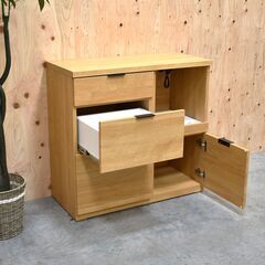 ≪yt2031ジ≫ 美品 ニトリ キッチンカウンター/食器棚 エトナ90CT LBR 幅90 レンジ台/キッチンボード/シンプル/一人暮らし/新生活/中古家具/宮城県仙台市 70827-10の画像