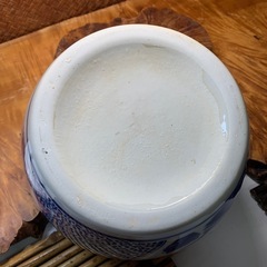 配送可能　染付 山水図 唐草紋 手炙り 茶道具 金魚鉢 火鉢 植木鉢 メダカ鉢 骨董品 古玩 煎茶道具 華道具 盆栽鉢 良品　古道具 茶器 の画像