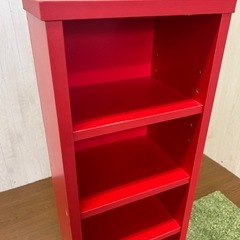 【リユース☆エコちょっぷ】レトロ赤色オープンラック 本棚・収納棚（4段）の画像