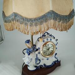 レトロ 陶器 ランプ 卓上 スタンドライト 西洋 時計の画像