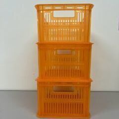 stp-3370　収納ボックス　3個セット　オレンジ　プラスチック　バスケット　アイリスオーヤマ　バスケットリー　BN-180　プラスチック　コンテナの画像