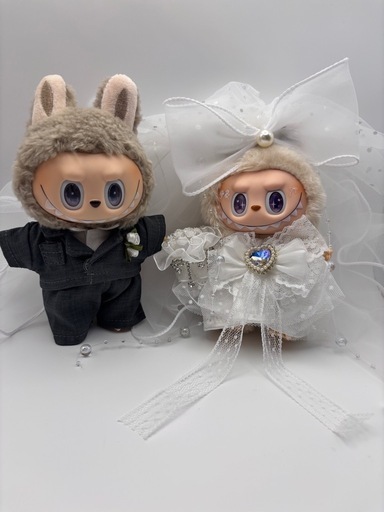 ウェディングラブブ仕様♡ LABUBU ぬいぐるみ 新郎新婦 カスタム