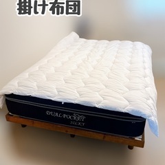 【至急】ニトリのダブルベッド、マットレス&ベッドフレーム、ノーブランドの掛け布団 3点セットの画像