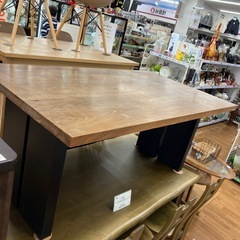 ダイニングテーブル 天板キズ有り ダークブラウン×ブラック 昇降式