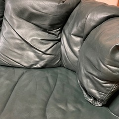 ソファー　2人掛け　本革　深緑の画像