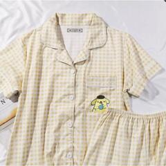 ♥️新品未使用♥️パジャマ レディース 部屋着 3点セット　ポムポムプリン　黄色　チェック Мの画像
