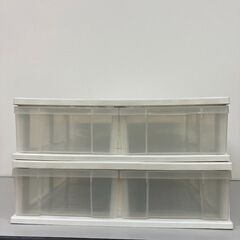 stp-3372　収納ケース　2個セット　ホワイト系　プラスチック収納　押入収納　引出収納　衣類収納　プラケース　収納ボックス　衣装ケース　積み重ねの画像