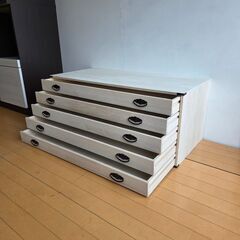 未使用訳あり 桐5段　和箪笥 衣装ケース ローチェスト チェスト 洋服ダンス モダン 収納ケース 和ダンス 引き出し 着物 桐たんす 桐衣装箱の画像