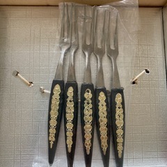 カトレヤ ガラス入銘々皿 フォーク付 5セットの画像