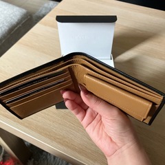 ラッフィナート] 二つ折り財布 メンズ 本革 小銭入れ レザー カード4枚 (ブラック×キャメル)の画像