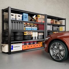 【新品】ガレージラック 大型 車庫ラック 重い物収納ラック 工具整理棚 組み立て簡単 メタルラック 耐荷重500kg以上 5段調整可能 スペース節約 家庭用 頑丈 倒れない 安定 タイヤ収納ラック 工場倉庫棚 幅150×奥行50×高さ200cm ガレージ/の画像