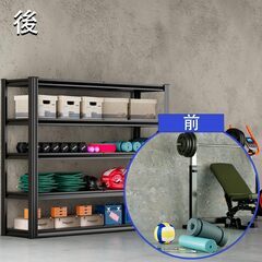 【新品】ガレージラック 大型 車庫ラック 重い物収納ラック 工具整理棚 組み立て簡単 メタルラック 耐荷重500kg以上 5段調整可能 スペース節約 家庭用 頑丈 倒れない 安定 タイヤ収納ラック 工場倉庫棚 幅150×奥行50×高さ200cm ガレージ/の画像