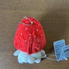 ともだちはくま🐻‍❄️ 着せ替え ストラップ キーホルダー マスコットキーチェーン いちご帽子🍓 美品✨ ぬいぐるみ 肌色 赤の画像
