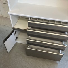 H2509-012 松田家具 キッチンボード ホワイト シルバー キズ汚れ有りの画像