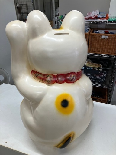 I2509-030 大型招き猫 レトロ 貯金箱 開運置物 中古