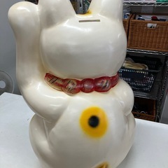 I2509-030 大型招き猫 レトロ 貯金箱 開運置物 中古の画像