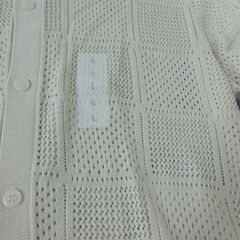 ( M-833 )GU ジーユー MEN 351-350132 ウォッシャブル メッシュニットシャツ （5分袖） メンズ 白 ホワイト WHITE カーディガン Lサイズ 中古 未使用の画像